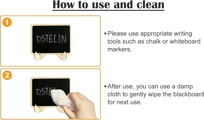 20 Pack Wood Mini Chalkboards Signs with Support Easels, Place Cards, Small Rectangle Chalkboards Blackboard for Weddings, Birthday Parties, Message Board Signs and Event Decorations