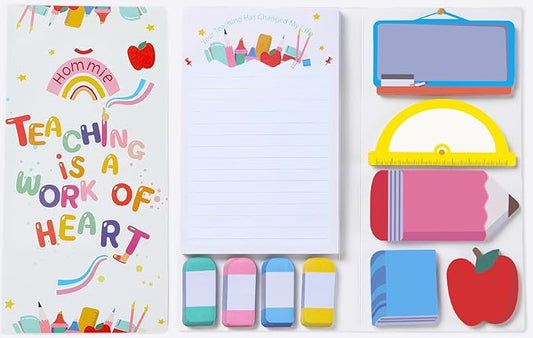 Hommie Sticky Notes Set, Teaching is A Work of Heart Divider Sticky Planner Sticky Note Teacher Appreciation Gift for School Supplies, Bible Supplies, Office Book Notes