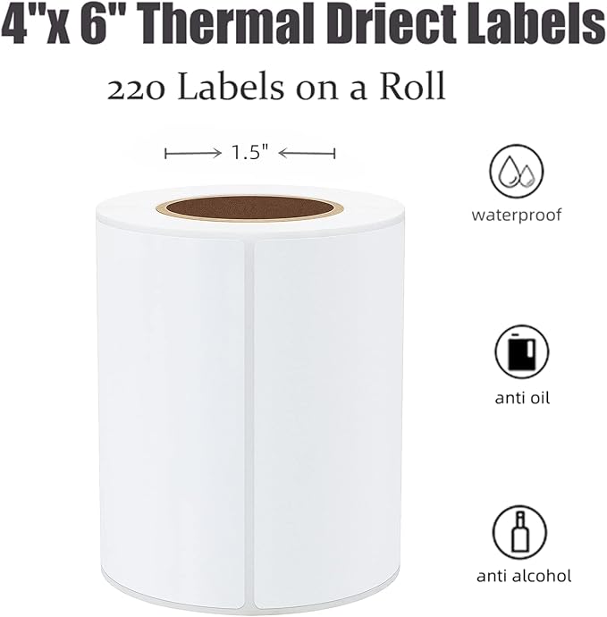 Hybsk 4x6 inch Direct Thermal Labels for Barcodes, Address, Compatible with Rollo Label Printer & Zebra Desktop Printers (4"x6",White)