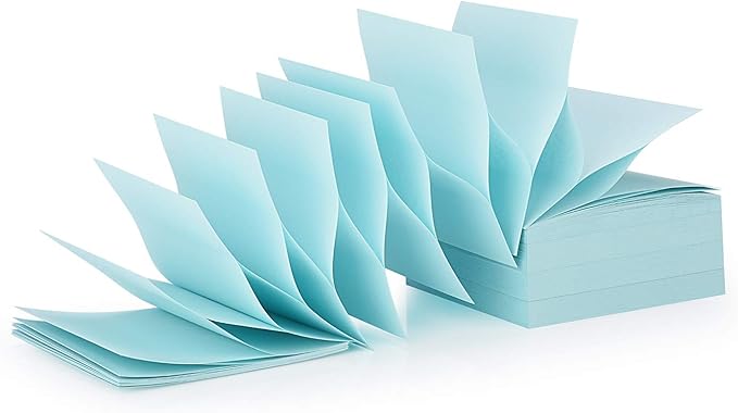 ZCZN 400 Sheets Pop-up Sticky Notes, 3 x 3 Inches, 4 Pads Bright Color Self-Stick Notes, 100 Sheets/Pad, Light Blue