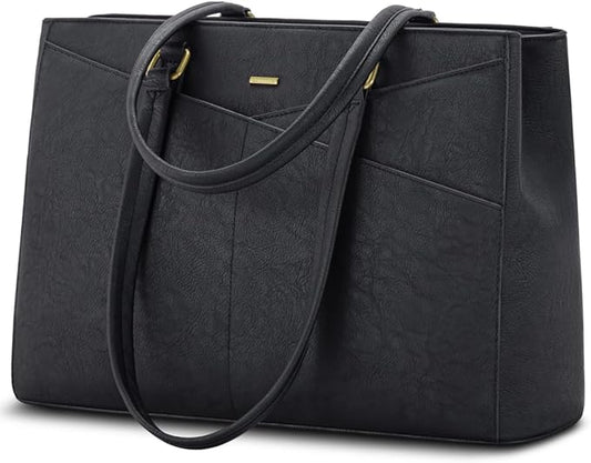 LOVEVOOK Laptop Bag for Women 15.6 Inch Tote Bags Waterproof Leather Briefcase Computer Women Business Office Work Bag,Vintage Black