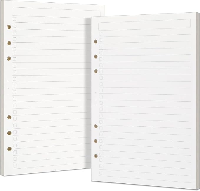 Toplive A5 Filler Paper To Do List, 6 Ring Planner Binder Inserts Paper Daily Checklist, A5 Loose Leaf Refill Paper 160 Sheets for A5 Notebook Budget Binder