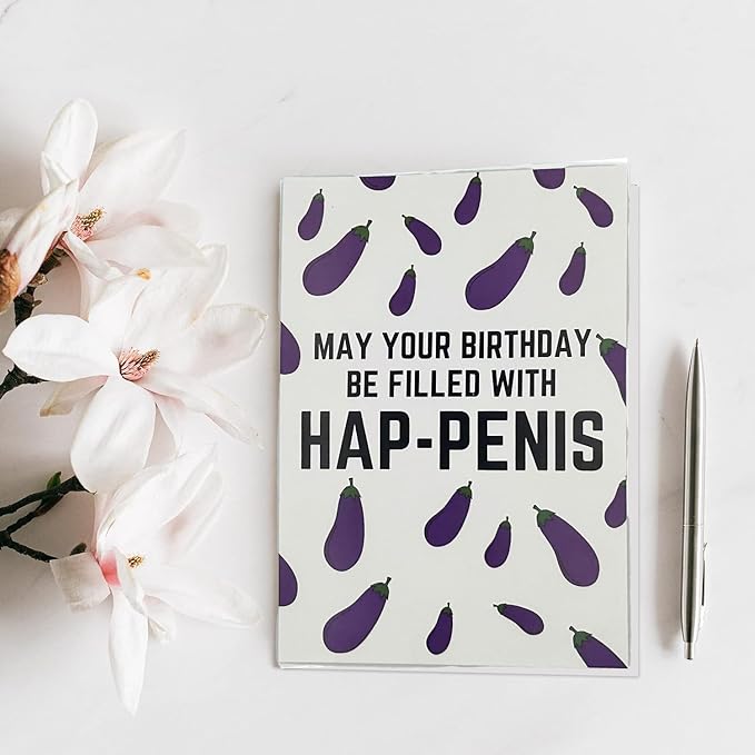 Funny Birthday Card for Women or Men,Birthday Gift for Sister Brother Wife Husband Friend-MAY YOUR BIRTHDAYBE FILLED WITH HAP-PENIS