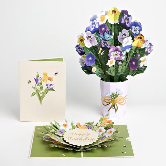 Lovepop Birthday in Bloom Pop-Up Card & Bouquet Bundle, 5" x 7" & 12" Premium display pop-up