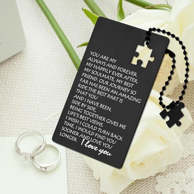 llxxeyopqdxz Happy Birthday Card for Husband, Valentines Day Gift for Men Wedding Gifts I Love You Gift for Him Fiance, Anniversary Card Gifts for Boyfriend Husband, Engraved Wallet Gift