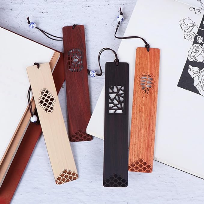Wooden Bookmark Engraved Book Mark Vintage Style Best Unique Gifts Set for Book Lovers,Women,Men,Teacher,Birthday Present