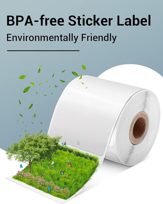 Phomemo Sticker Label M110/M221/M220/M120/M200/M110S Thermal Label- Black on Green 1.57"x1.18"(40x30mm) for Small Business, Home, Office, 230 Labels/Roll