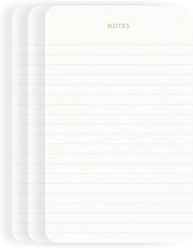 Elegant Desk Notepads for Professionals, Executive's Memo Pads, Minimalist, Gold Foiled, Lined Layout, 3 Pack, 225 Sheets Total (75 Each), 6.3" x 3.9”, 80 GSM, Eco-friendly, FSC™ Certified