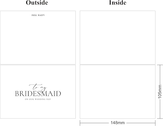 LADY&HOME To My Bridesmaid On My Wedding Day Card,Bridesmaid Thank You Card Wedding Day Bridesmaid Proposal (Black Foil,6 Pack)