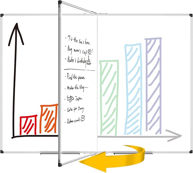 XBoard Magnetic Whiteboard 72 x 48 Inch | Giant Foldable Dry Erase White Board for Wall with Marker Tray 6' x 4' | Extra Large Aluminum Frame Folding Message Presentation Board