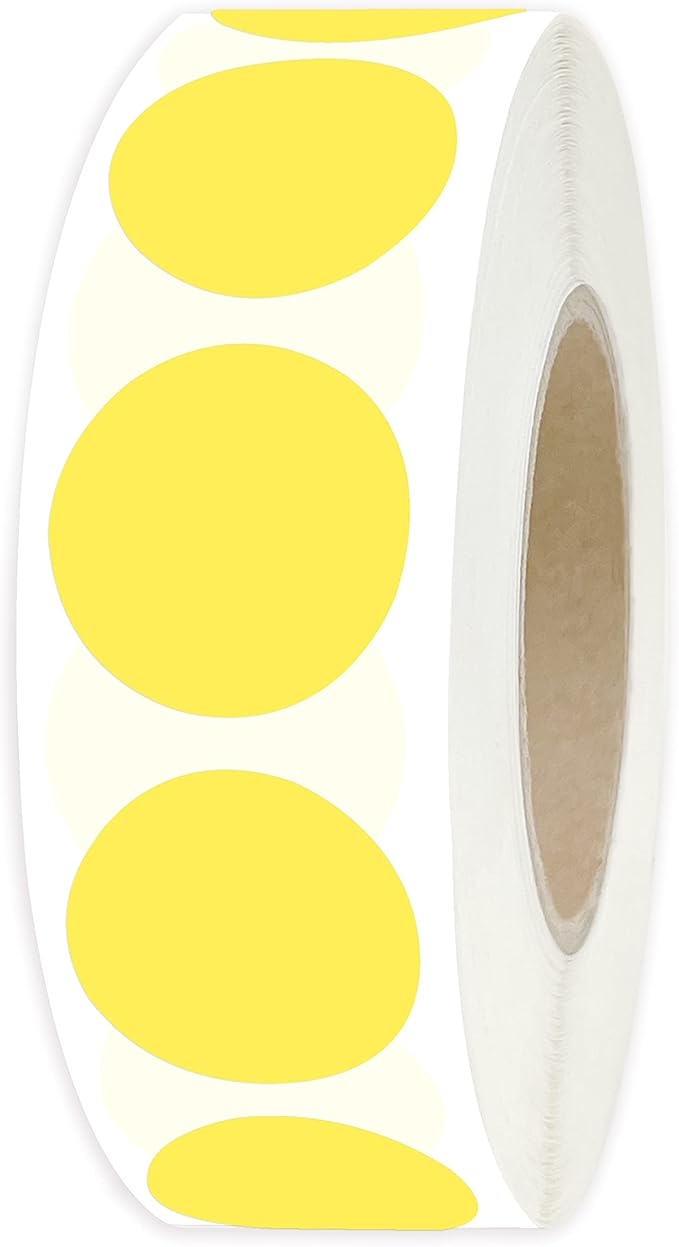PARLAIM 0.75" Round Color Coding Circle Dot Stickers in Roll, 1000 Labels, 3/4 inch for Yard Sale, Yellow