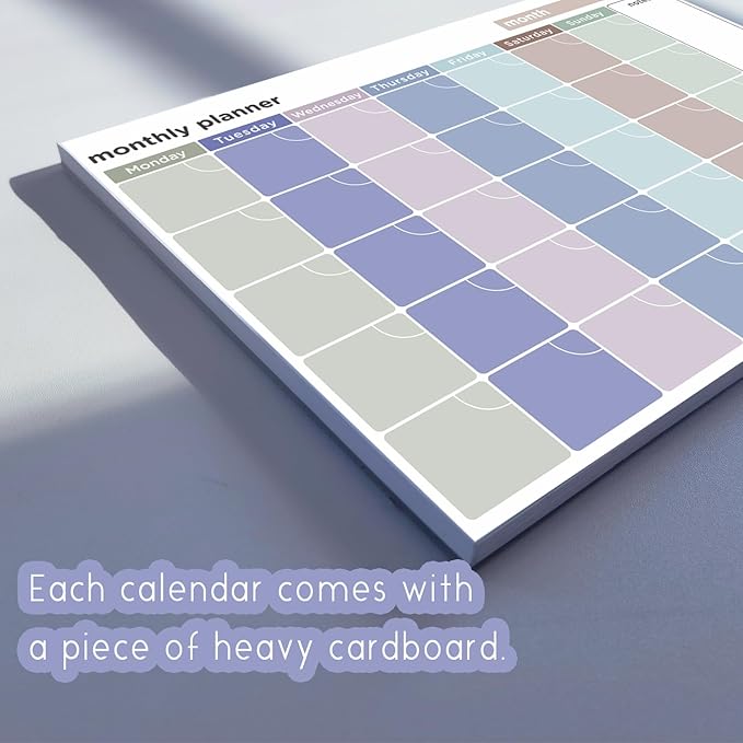 Monthly Planner –100gsm Paper, 52 Tear-off Sheets - A4 Size Undated Calendar and Scheduler - Colour Coded Days, and Notes Area - Perfect for Home and Work