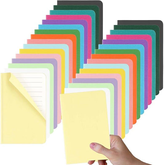 32PCS Mini Notebooks Bulk, 3.5" x 5.5", 16 Color, 60 Pages Lined Paper Small Pocket Notebook Set, Mini Journal Memo Notepads for Kids, Students, Traveler, School Office Supplies