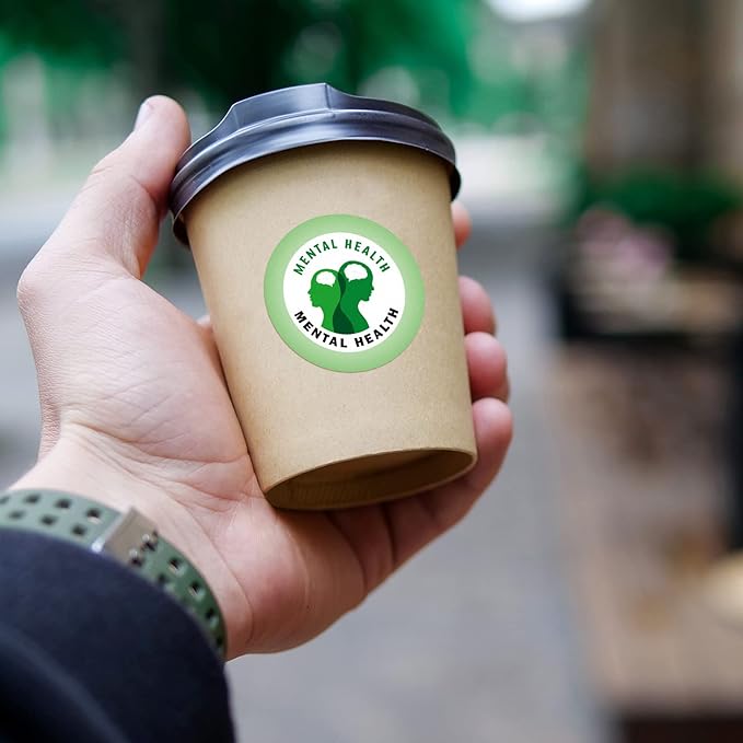 1000 Pieces Mental Health Awareness Stickers Small Green Ribbon Awareness Stickers Mental Health Gifts for Adult Women Men Teens Kids Fundraiser Event Mental Health Handout Supplies, 8 Styles