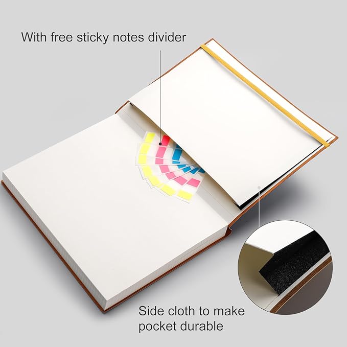 AHGXG Graph Paper Notebook - Grid Paper Notebook Large A4 8.5''×11'', 320 Pages Thick Journal, 100gsm Thick Graph Paper, Leather Softcover, Inner Pocket - Yellow