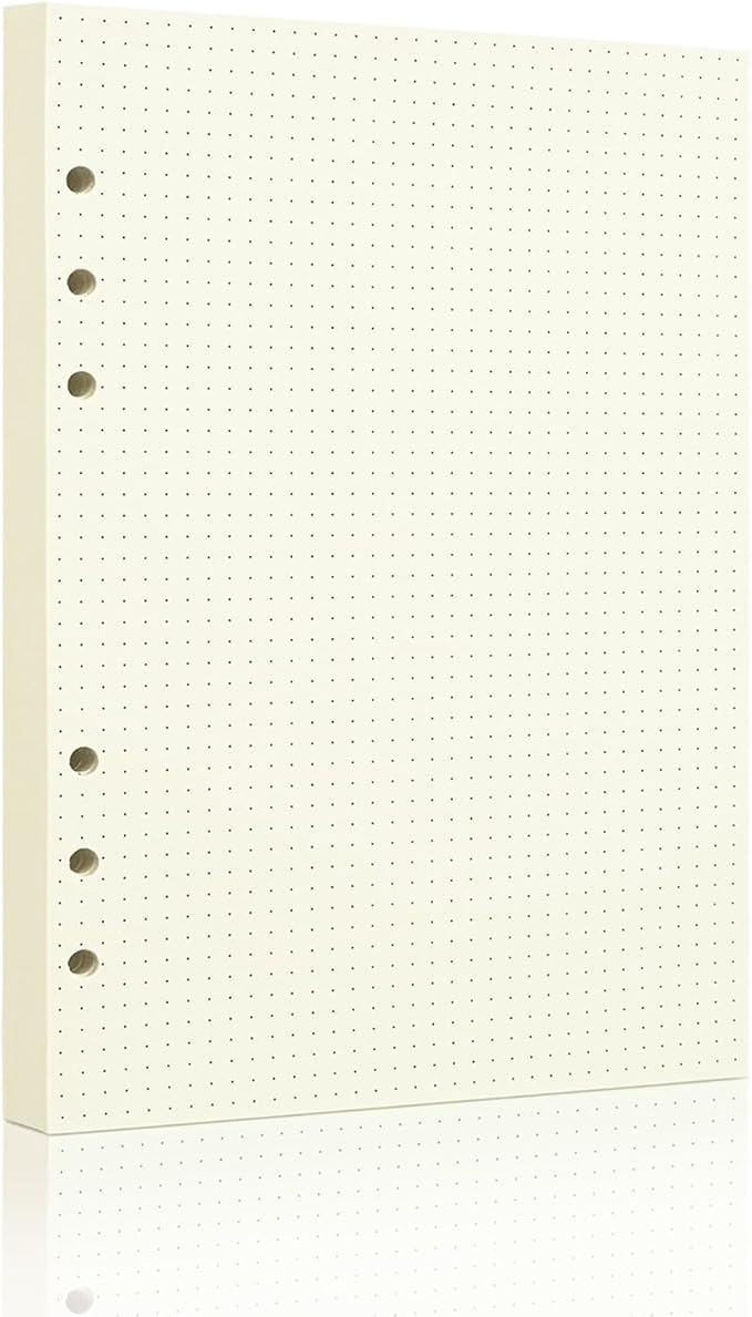 A5 Dot Grid Paper, 100GSM A5 Dotted Refill Paper for 6 Ring Refillable Binder/Planner/Diary Journals/Painting -Dotted Pages,80 Sheets/160 Pages (Beige-Dot Grid-A5)