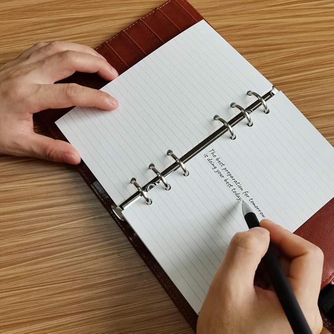 A6 Lined Paper for Filofax Personal Binder Planner, White 100gsm Ruled Pages, 6 Hole Punched, 100 Sheets/200 Pages, 3.75 x 6.75 Inch