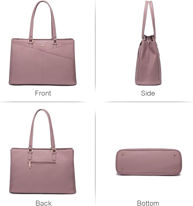 Laptop Tote Bag for Women 15.6 Inch Waterproof Leather Computer Bags Women Business Office Work Bag Briefcase Light Purple