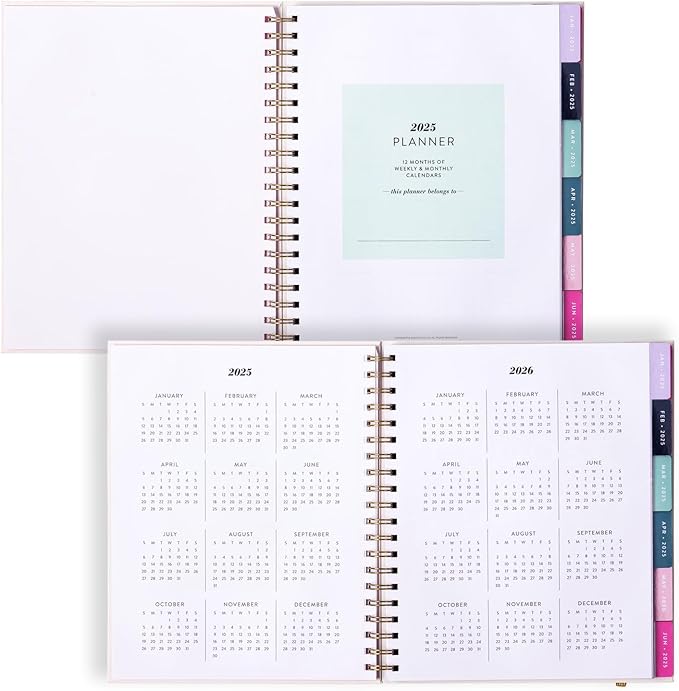 2025 Eccolo Large Spiral Agenda Planner, Hardcover, Weekly & Monthly Pages, 12 Month, Art + Quotes (Extra Large - 9" x 10.5")