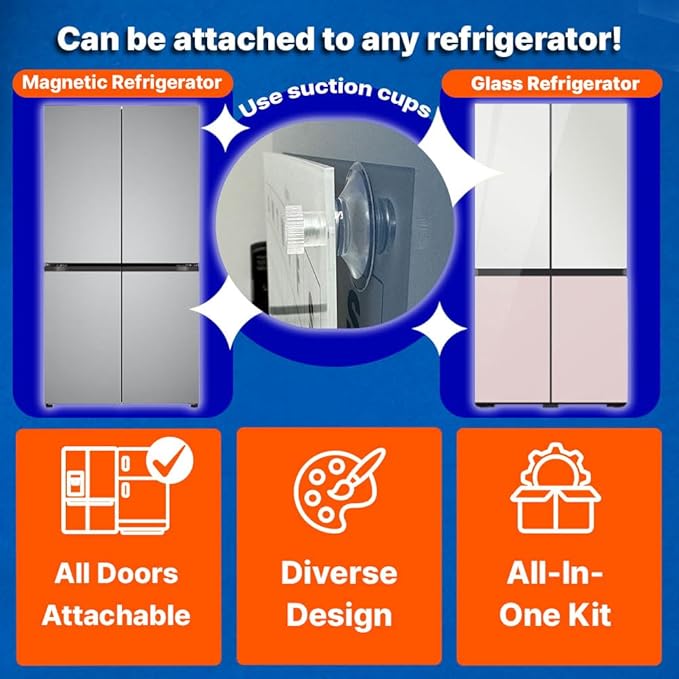 GEEKBEAR Dry Erase Refrigerator Calendar with 3 Markers - Attachable to Any Fridge with Special Suction Cups - Monthly and Weekly Designs, Acrylic - 15.7" x 10.6" (07. Smile Pink, Monthly)