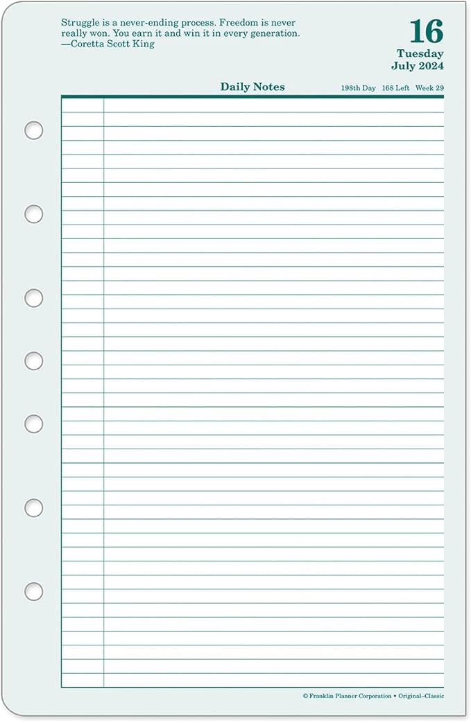FranklinCovey - Original Two Page Per Day Ring-Bound Planner (Classic, Jul 2024 - Jun 2025)