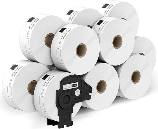 12 Rolls Standard Address Labels Replacement Compatible for Brother DK-1201 (1.1" X 3.5”), Compatible with Brother QL Label Printers (400 Labels/Roll & 1 Refillable Cartridge Frame)