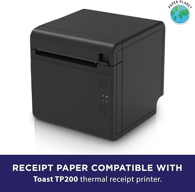Thermal Paper for Toast POS (Toast TP200 Thermal Printer) by Paper Planet | Credit Card Machine Receipt Paper for Toast TP200 Terminal Printer | 80 Rolls
