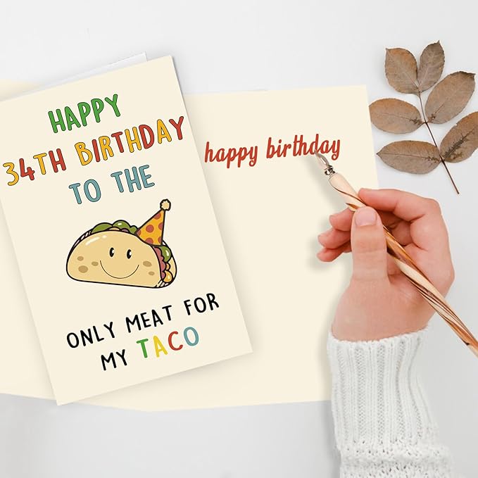 Funny 34th Birthday Gifts for Men Man, Unique 34 Years Old Birthday Decorations Gifts for Husband Boyfriend, Happy 34th Bday Card for Him, Taco 34 Mens Bday Ideas from Wife Girlfriend