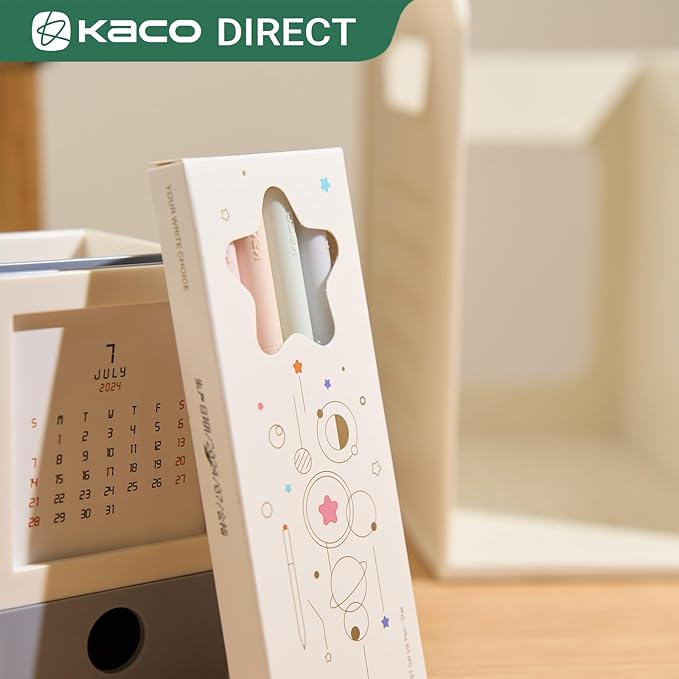 Kaco FIRST Gel Pens Cute Stationery Black Ink, 0.7 mm Medium Point, Aesthetic Cute Star Pens for Journaling (4 Bright Colors)