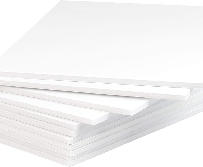 Mat Board Center, Pack of 10 Acid-Free Foam Boards, 12x16 inch White Foam Boards, 1/8" Thick