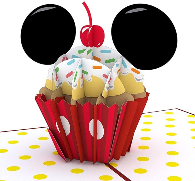 Lovepop Happy Birthday Pop-Up Card for Her and Him- 3D Disney Birthday Greeting Cards for Boys, Girls, Men, Women - Mickey Mouse - 5" x 7" Mickey Cupcake Card - Blank Note Card & Envelope Included