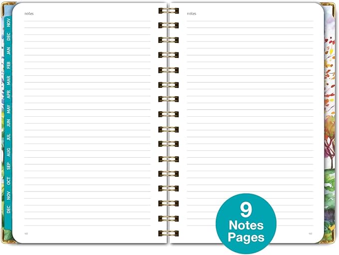 HARDCOVER 2025 Planner, 5.5"x8": 14 Months (November 2024 - December 2025), Daily Weekly Monthly Planner, Yearly Agenda, Bookmark, Pocket Folder and Sticky Note Set (Tree Seasons)