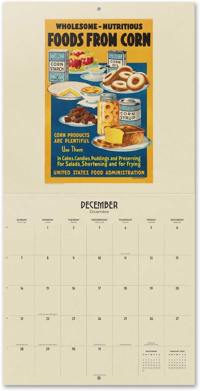 Vintage Advertising Wall Calendar 2025 12" x 12" FSC® Plastic Free - Starts Week On Sunday | Square Wall Calendar | Family Planner Calendar 2025 | Vintage Calendar 2025