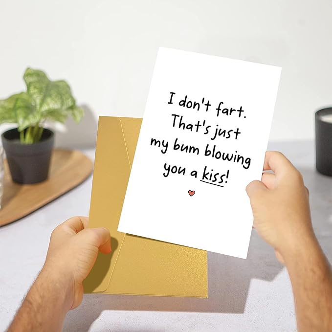 Funny Fart Anniversary Card, Humor Birthday Card for Husband Wife, Valentines Card for Him Her, My Bum Blowing You A Kiss