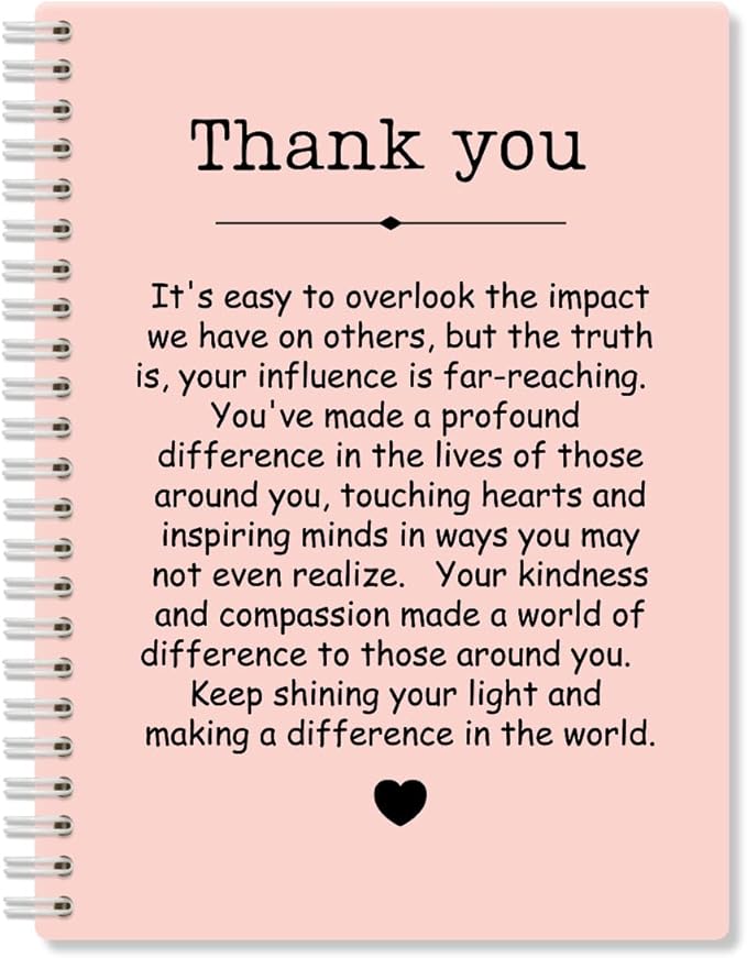 Thank You Pink Hardcover 160 Pages Spiral Notebooks, Funny Thank You Gifts for Women Men Coworkers Leader Mentor, Appreciation Gifts for Employees, Thanksgiving Gifts for Colleagues Leaders