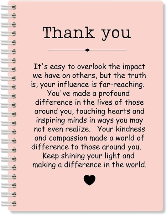 Thank You Pink Hardcover 160 Pages Spiral Notebooks, Funny Thank You Gifts for Women Men Coworkers Leader Mentor, Appreciation Gifts for Employees, Thanksgiving Gifts for Colleagues Leaders