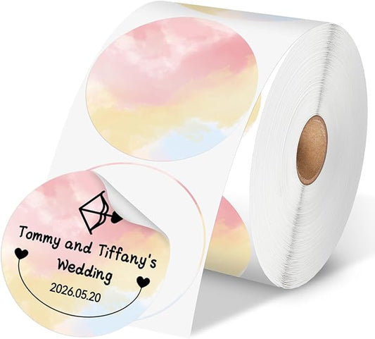 Phomemo 3” Color Circle Thermal Labels, Self-Adhesive Round Direct Sticker Label, Circular Thermal Printer Label for Logo Design, Name Tag, Thanks Card, Address, QR Code, 500 Labels/Roll, Gradient