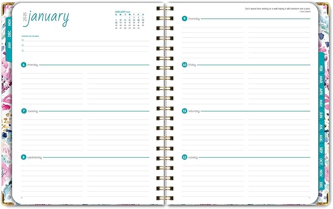 HARDCOVER 2025 Planner, 8.5"x11": 14 Months (November 2024 - December 2025), Daily Weekly Monthly Planner, Yearly Agenda, Bookmark, Pocket Folder and Sticky Note Set (Boho Ikat)