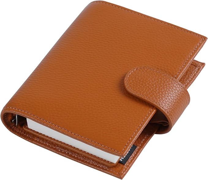 Moterm Pocket Regular Rings Planner - Genuine Leather Binder Organizer (Pebble-Burnt Orange, 19mm Ring)