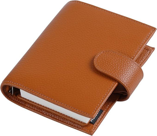 Moterm Pocket Regular Rings Planner - Genuine Leather Binder Organizer (Pebble-Burnt Orange, 19mm Ring)