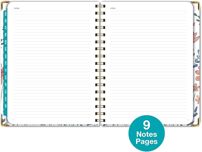 HARDCOVER 2025 Planner, 7"x9": 14 Months (November 2024 - December 2025), Daily Weekly Monthly Planner, Yearly Agenda, Bookmark, Pocket Folder and Sticky Note Set (Colorful Botanicals)