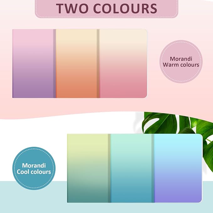 Ddaowanx Notebooks, Journals in Bulk, Blank Paper Sketchbooks, 72 Pages, 36 Sheets, 80GSM, 8.3x5.5 Inch, A5 Size, Travel Writing Notebooks Journal for Office School Supplies (Blank-6pack, Gradient)