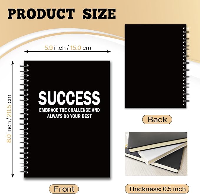 YAZMEEN Success Definition Blank Spiral Notebook（160 Pages） Embrace The Challenge and Always Do Your Best Hardcover Sketchbook Funny Inspirational Notebook Gifts for Colleague Boss Leader Supervisor