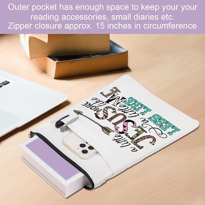 Inspirational Western Faith Christian Gifts Book Sleeve Book Cover Religious Cowgirl Accessories for Women Girls Lawyer Friendship Christmas Birthday Book Lovers Gifts Book Protector with Zipper