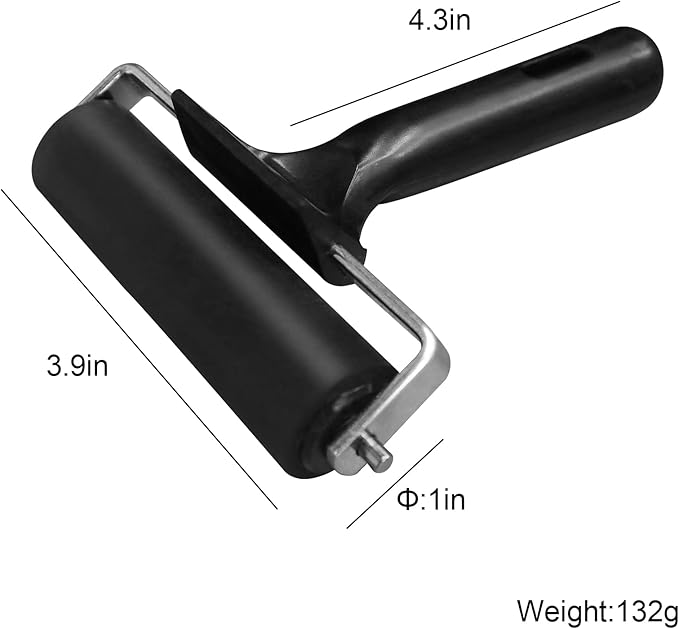 KXKZREN Rubber Roller for Flooring Installation 4 inch Rubber Brayer Glue Roller for Boat Flooring Install Printmaking Painting Stamping Wallpaper Gluing Application