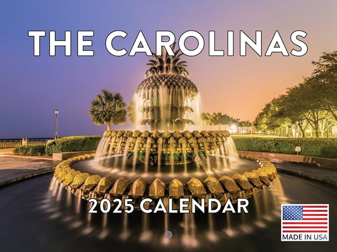 The Carolinas North South Calendar 2025 Monthly Wall Calender 12 Month NC SC | American Made In The USA
