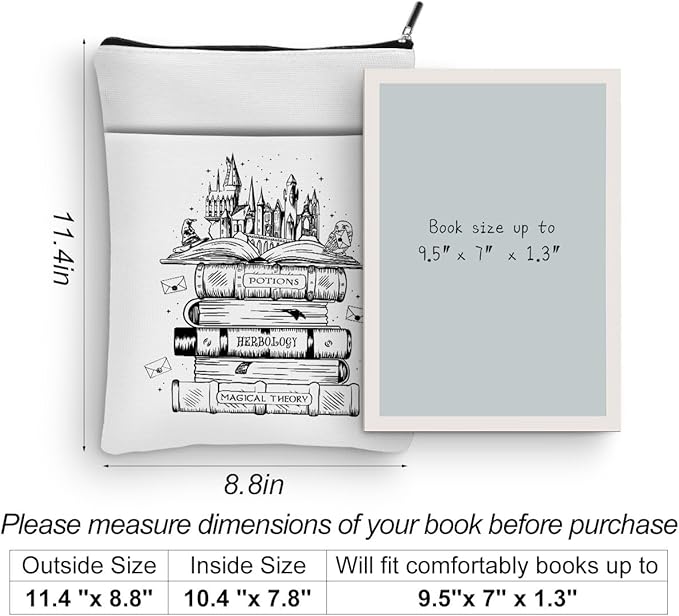 Magic Stuff Magic Book Sleeve Book Cover Book Lovers Gifts Book Club Gifts Wizard Book Protector Book Gifts for Readers Women Magic Movie Fans Bibliophile Bestie Friend Graduation Birthday Gifts