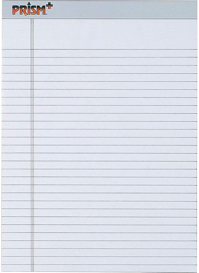 TOPS Prism Writing Pads, 8-1/2" x 11-3/4", Legal Rule, Gray, Perforated, 50 Sheets, 12 Pack (63160)