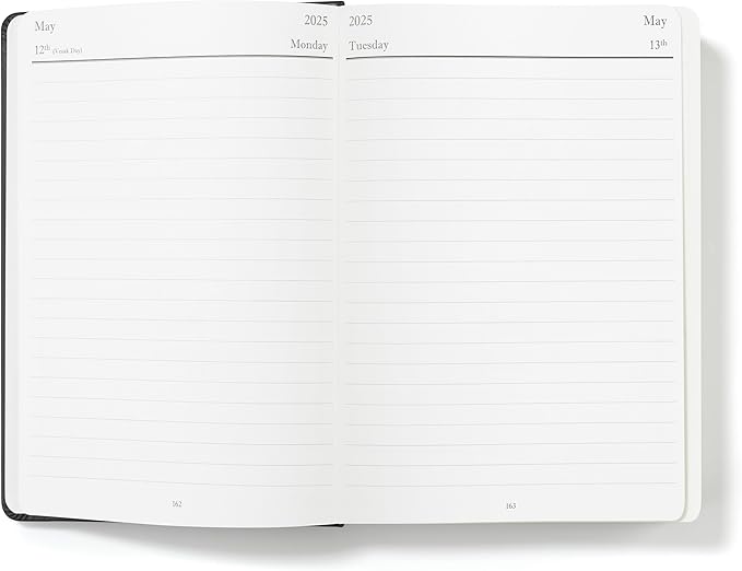 Wykeham's Executive 2025 Daily Journal Planner – Customization Available (Black, 8.5"×5.5")