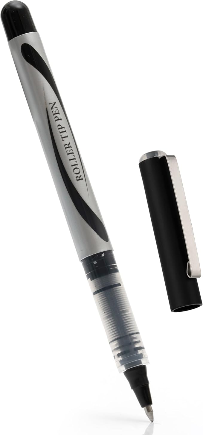 Liquid Ink Rollerball Pens, 0.7mm Medium Point Tip, Rolling pen for Drawing, Journaling and Smooth Writing (Black, 1 Count (Pack of 8))